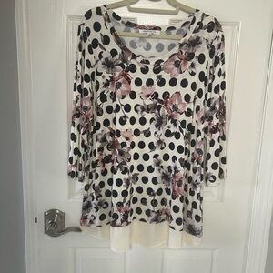 Rose & Olive Floral Top rayon 1X